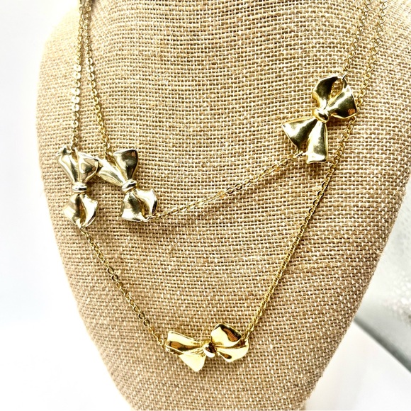 J. Crew  Gold Tone Long Bow Stations Chain Necklace - Picture 4 of 5